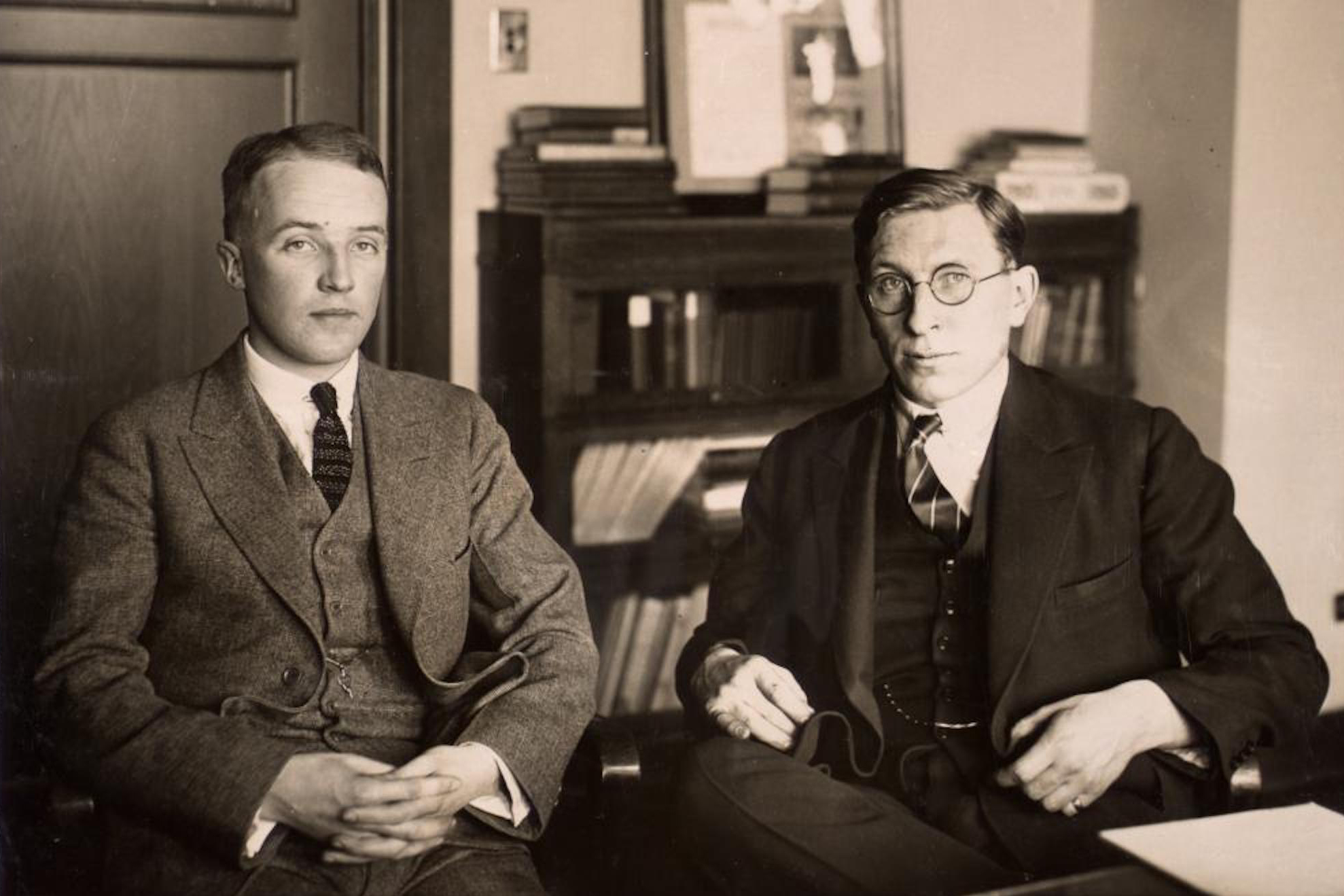 Canadian Scientists Frederick Banting right and Charles Best left